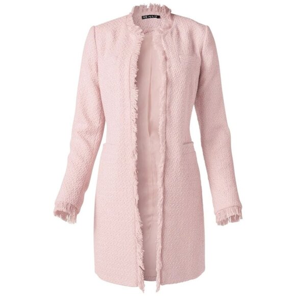 Venus Tweed Fringe Jacket Size 12 Pink Cardigan NWOT - Picture 3 of 13
